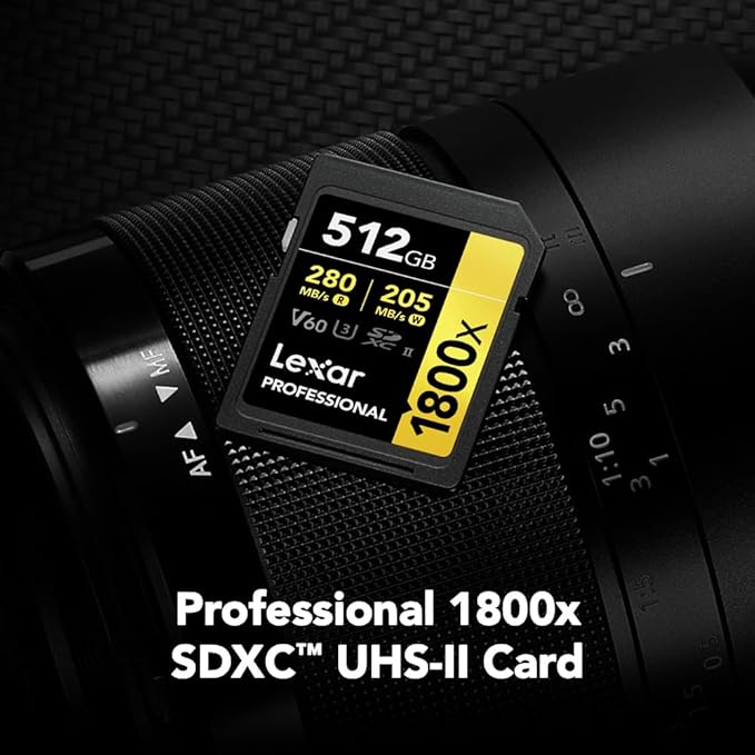 LEXAR PROFESSIONAL 1800X SDXC™ UHS-II CARDS UP TO 280MB/S READ 205MB/S WRITE U3 V60 4K - 512GB LSD1800512G-BNNNG thumbnail 3