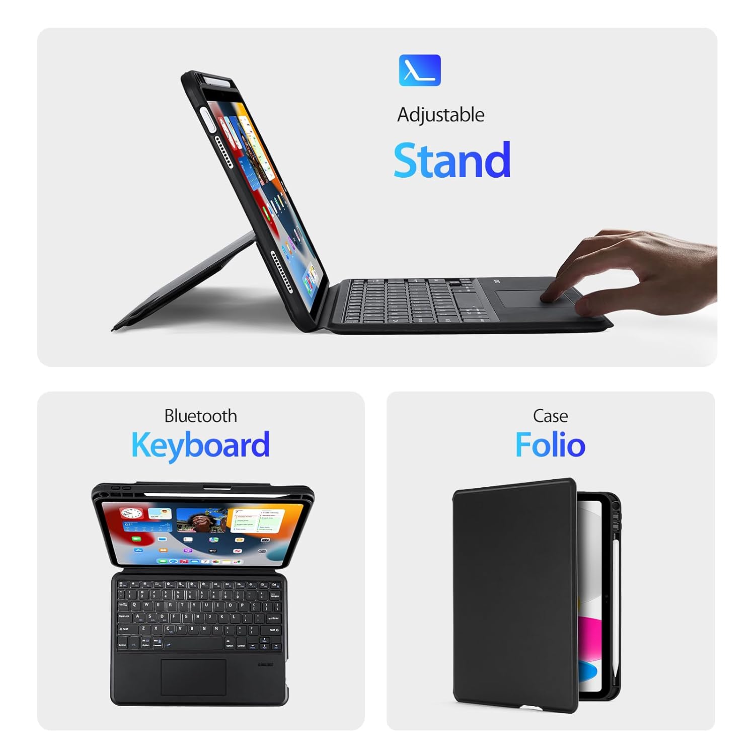 DUX DUCIS IPAD 7/8/9 10.2 INCH MAGNETIC FOLIO KEYBOARD BLACK DK-ALBYBG-001-CP thumbnail 7
