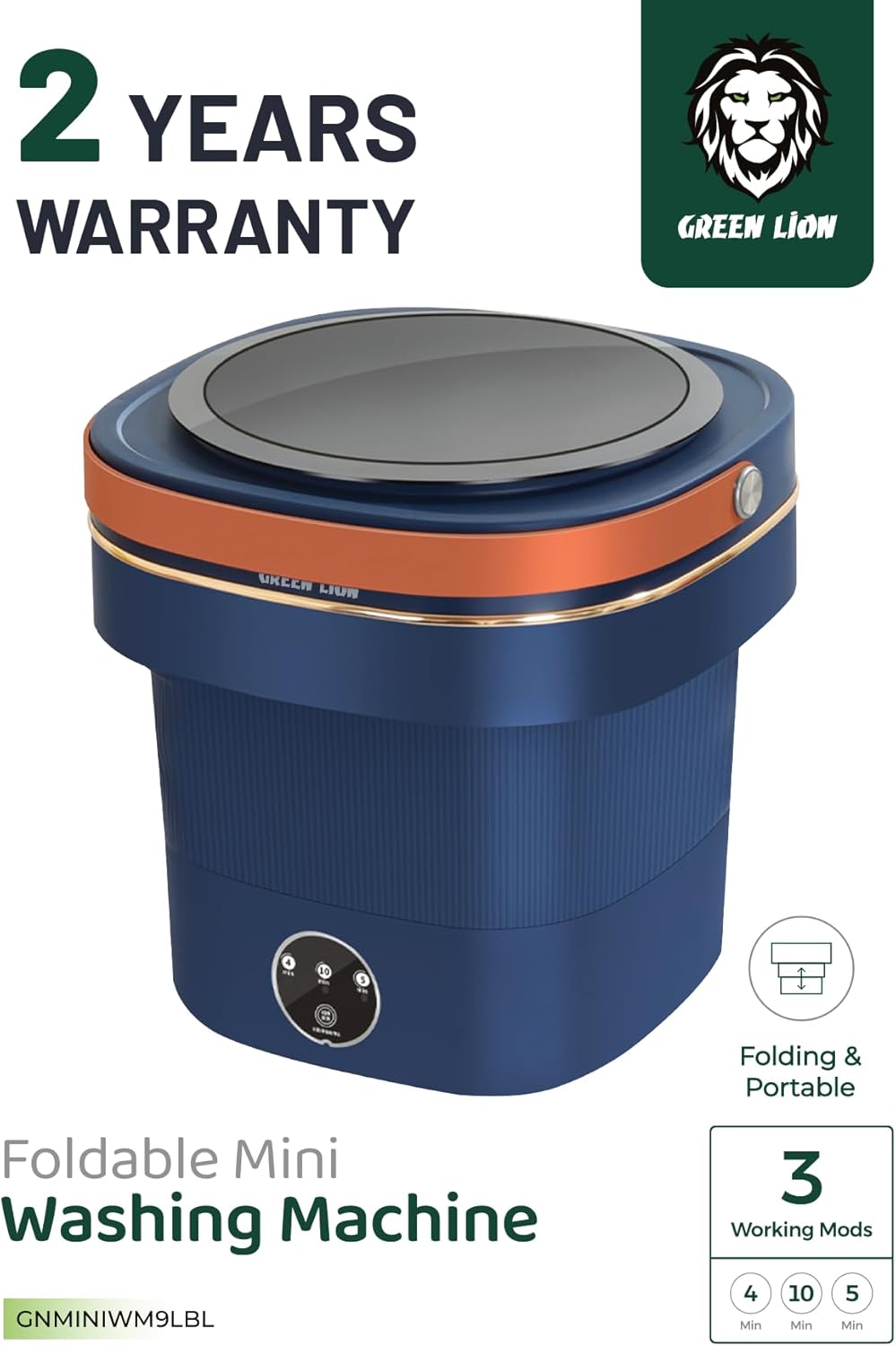 GREEN LION FOLDABLE MINI WASHING MACHINE 9L 60W BLUE GNMINIWM9LBL thumbnail 10
