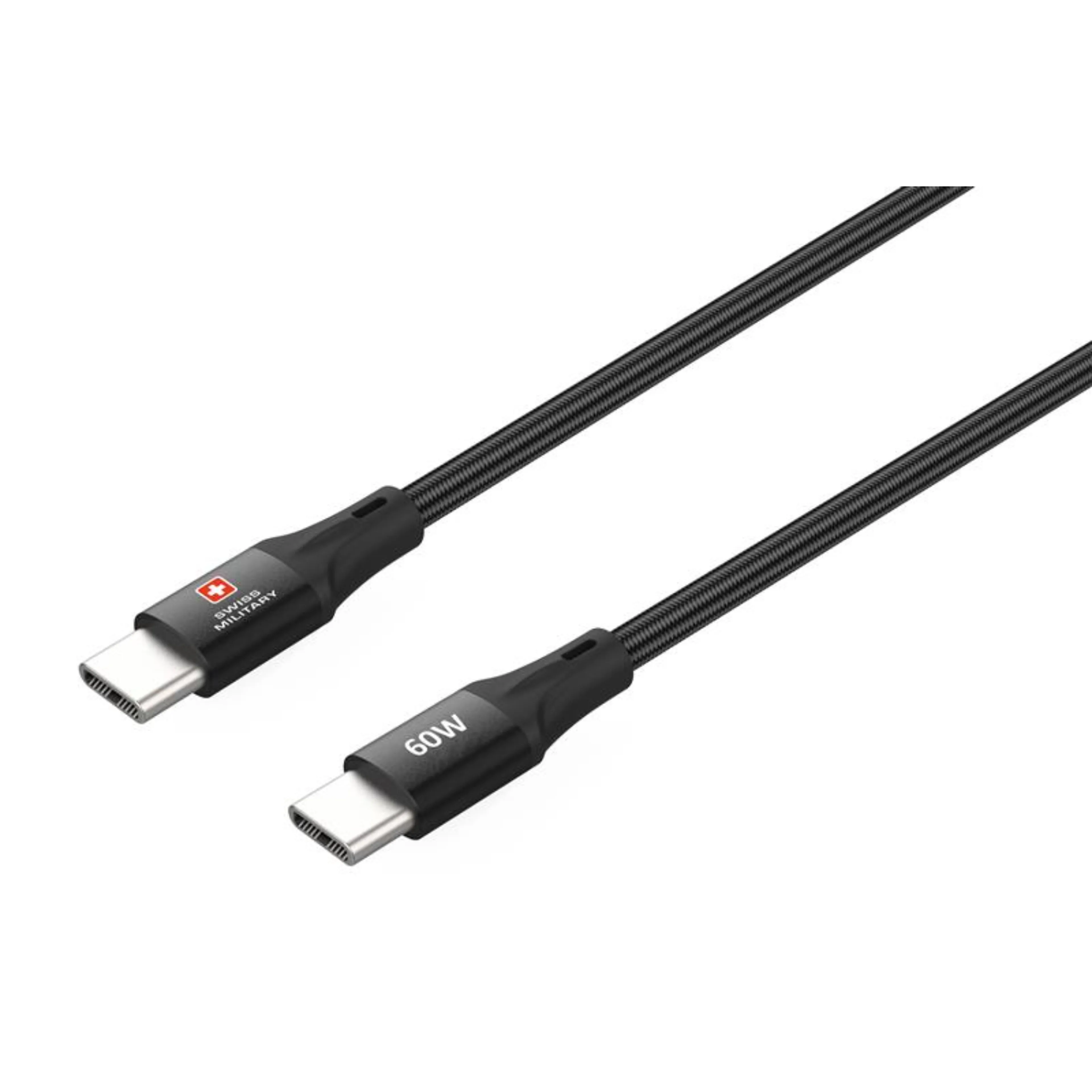 SWISS MILITARY USB C TO USB C POWER DELIVERY 60W 1M BLACK SM-CB-CC60W-1M-BLK