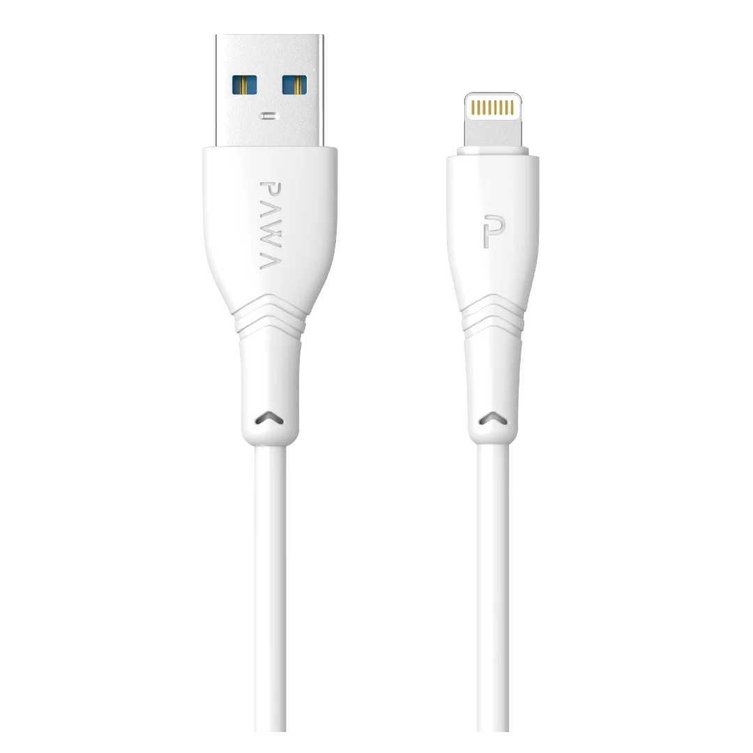 PAWA 3A QUICK CHARGING 1.2M DATA CABLE LIGHTNING WHITE PW-12PVCATOL-WH
