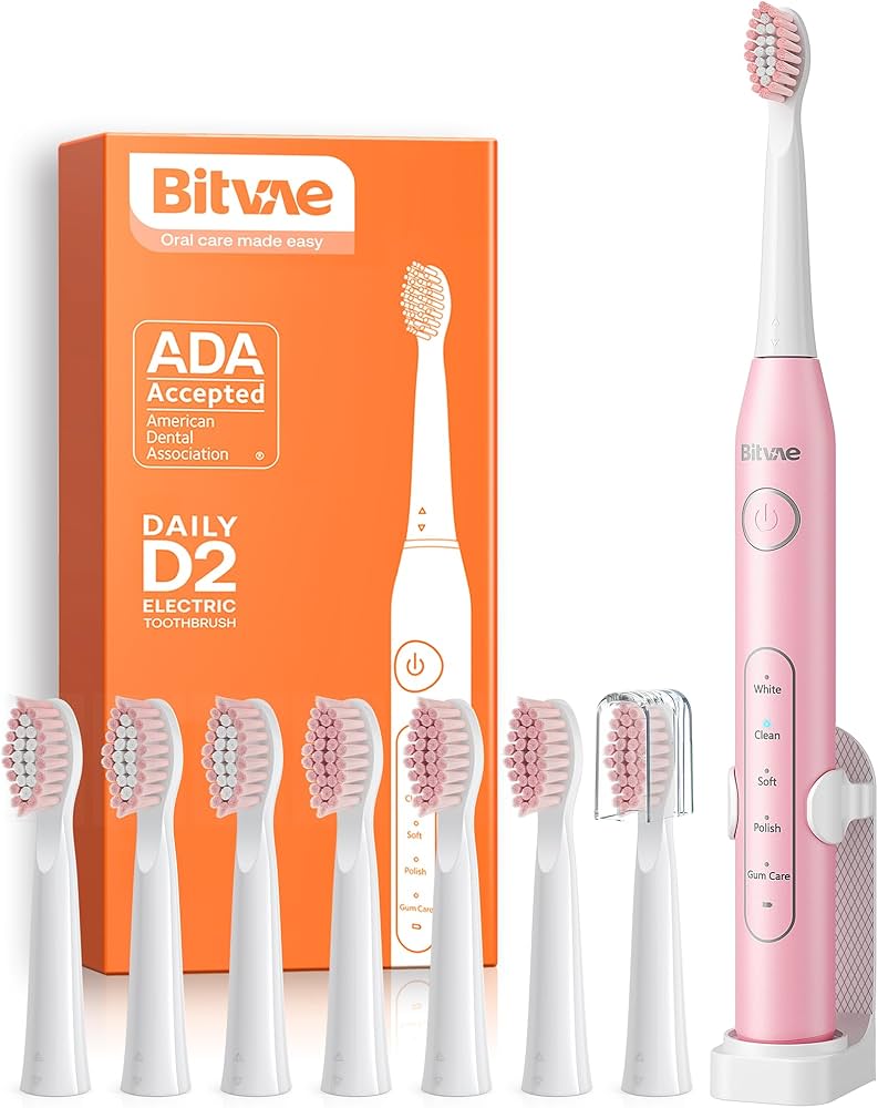 BITVAE TOOTHBRUSH WITH 8 HEADS +1TRAVEL CASE +1 HOLDER AND 1 HEADCAP PINK BV-D2