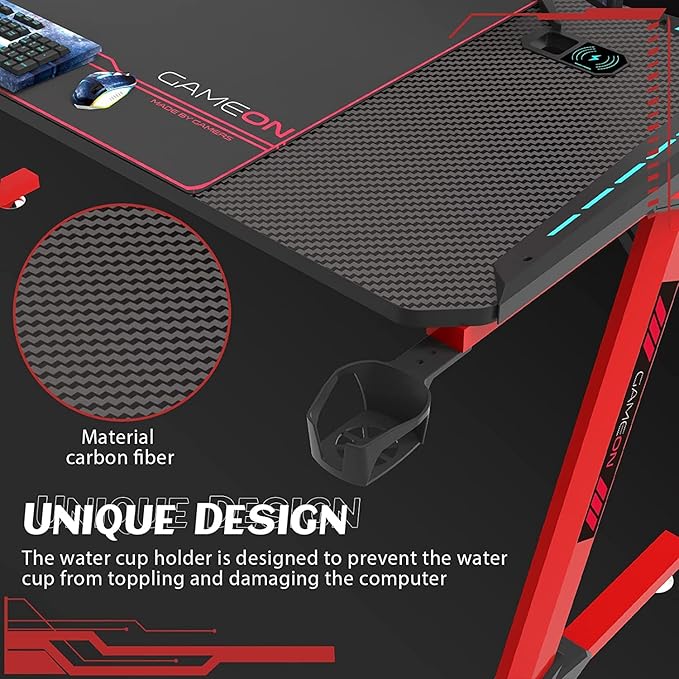 GAMEON PHANTOM XL-L SERIES L-SHAPED RGB FLOWING LIGHT GAMING DESK GO-PHANTOMXL-L thumbnail 2