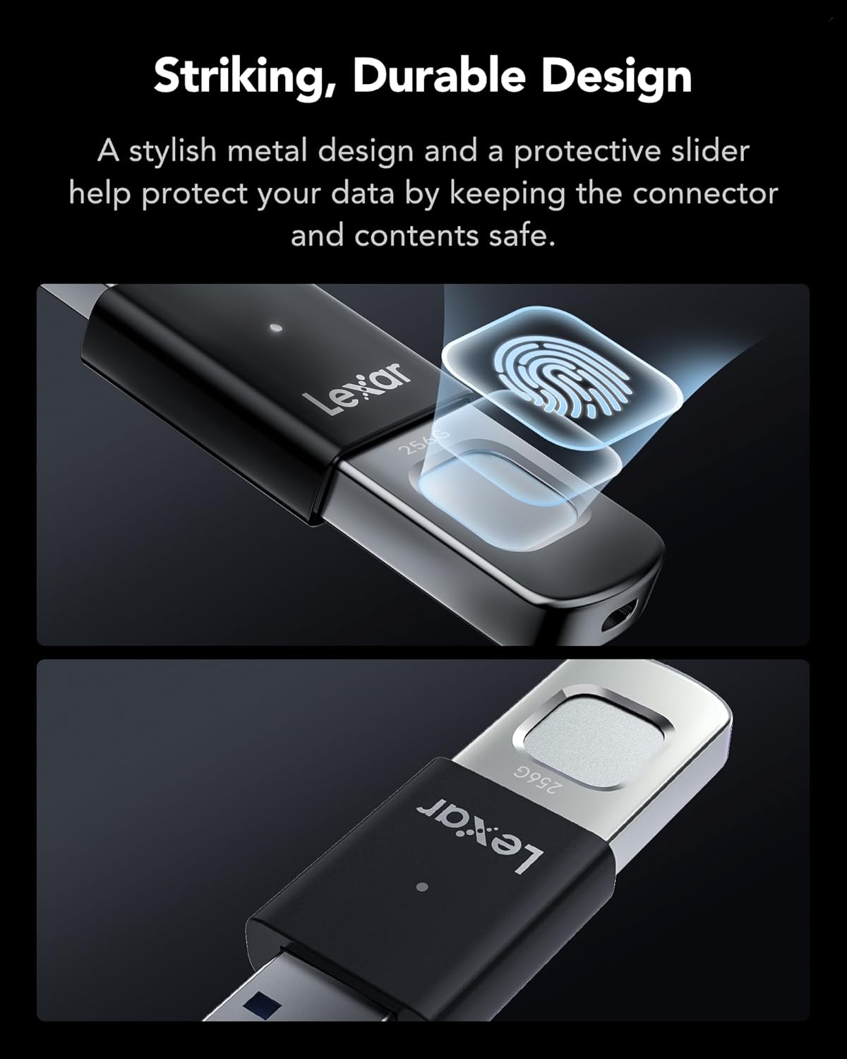 LEXAR JUMPDRIVE FINGERPRINT F35 PRO USB 3.2 GEN 1 400MBS 256GB LJDF35P256G-RNBNG thumbnail 2