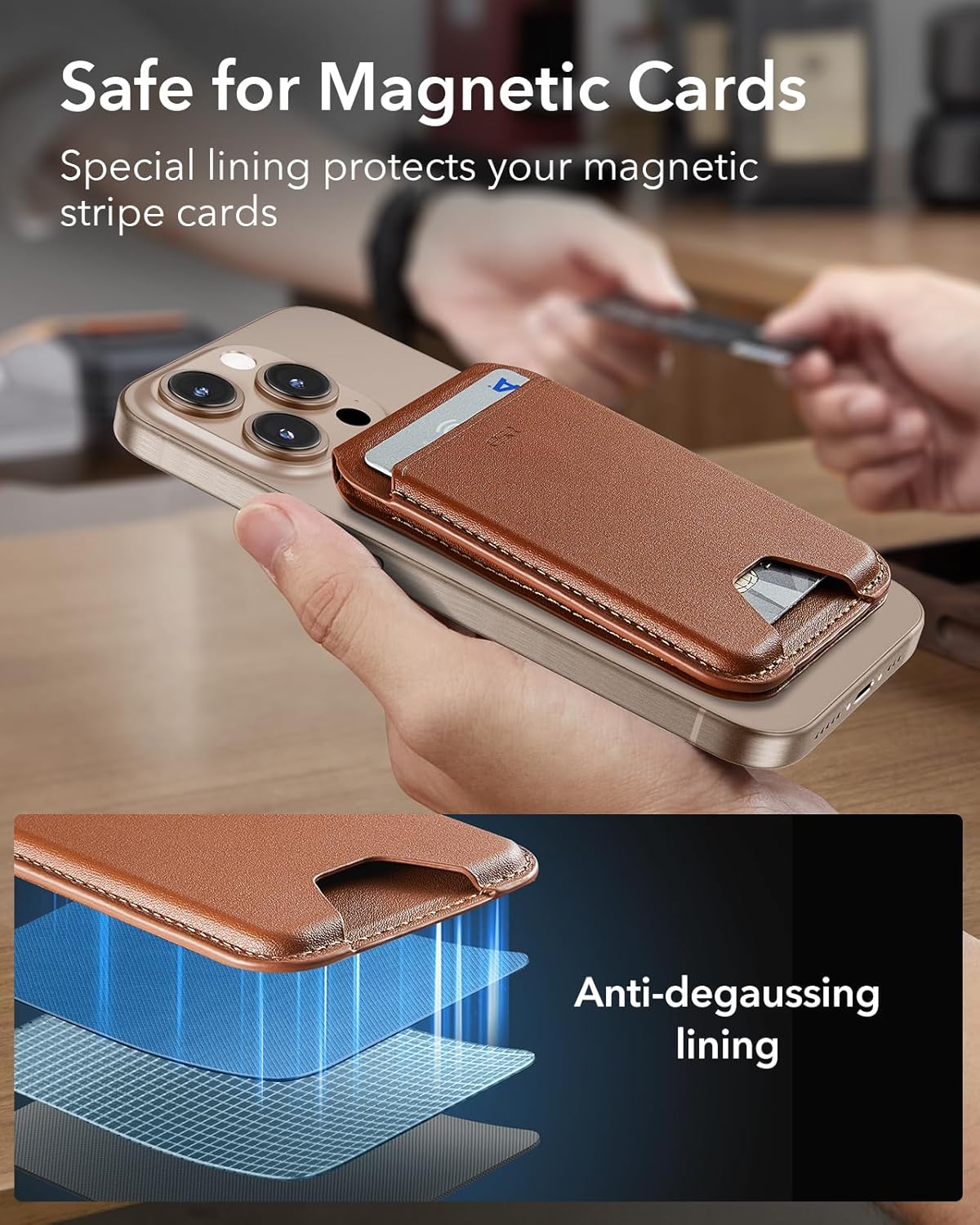ESR MAGNETIC WALLET WITH MAGSAFE GRIP STAND CASE BROWN thumbnail 5