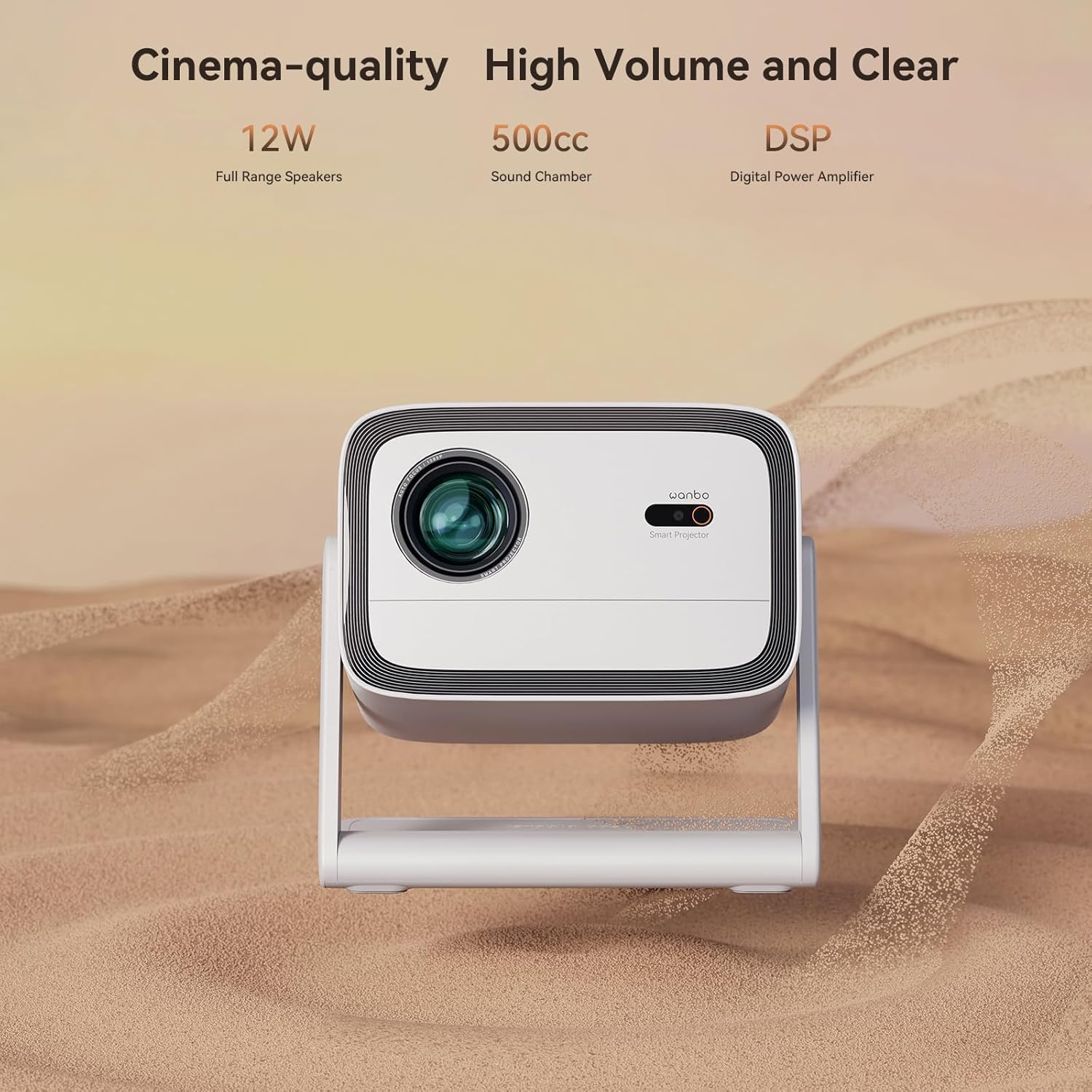 WANBO VALI 1 200° GIMBAL PROJECTOR WITH 900 ANSI AND ANDROID TV 11 WHITE thumbnail 6