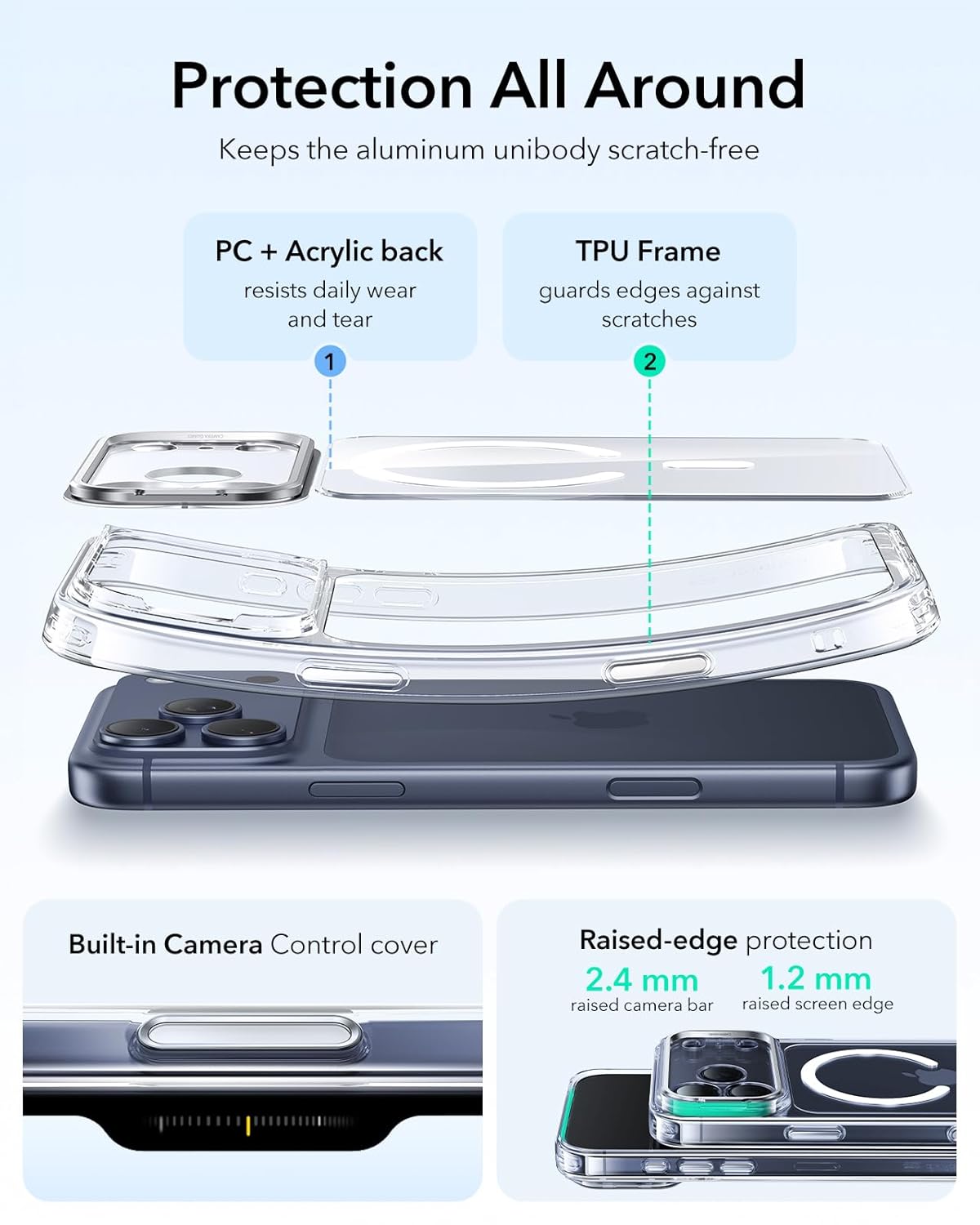 ESR CLASSIC HYBRID MAGNETIC CASE CAM CONTROL COMPATIBLE WITH IPHONE 17 PRO MAX CLEAR thumbnail 9