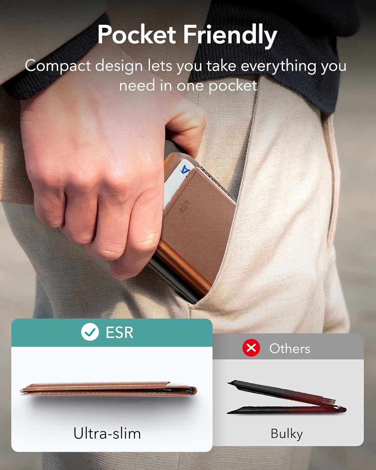ESR MAGNETIC WALLET WITH MAGSAFE GRIP STAND CASE BROWN thumbnail 4
