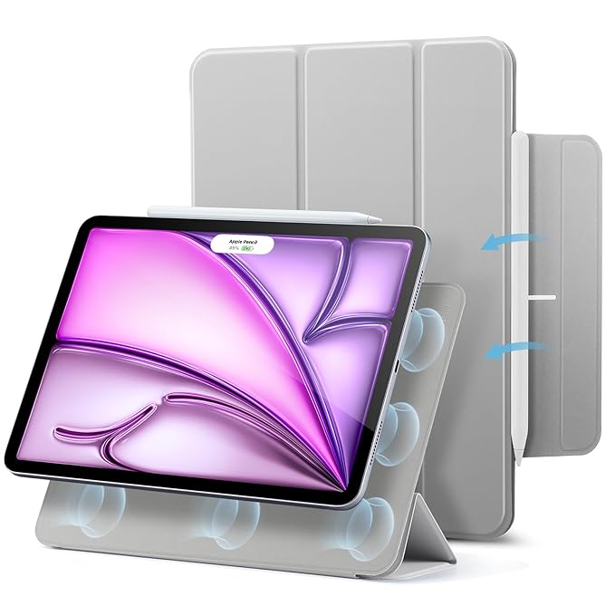 ESR ASCEND TRIFOLD CASE COMPATIBLE WITH IPAD AIR 13 2024 PRO 12.9 (6TH/5TH GEN) FROSTED GREY thumbnail 4