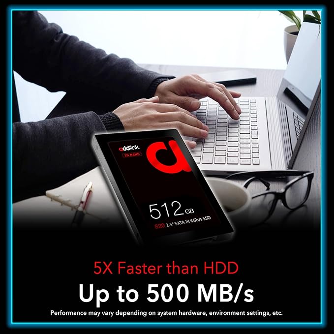 ADDLINK 2.5 INCH 3D NAND SATA III 6GB/S 512GB SSD BLACK AD512GBS20S3S thumbnail 7