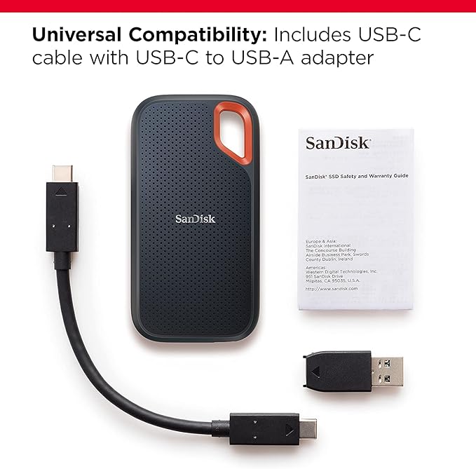 SANDISK EXTREME 2TB PORTABLE SSD UP TO 1050 MBS SDSSDE61-2T00-G25 thumbnail 3