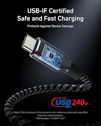 ANKER PRIME USB C TO USB C CABLE 3FT 240W BLK A88E2011 thumbnail 7