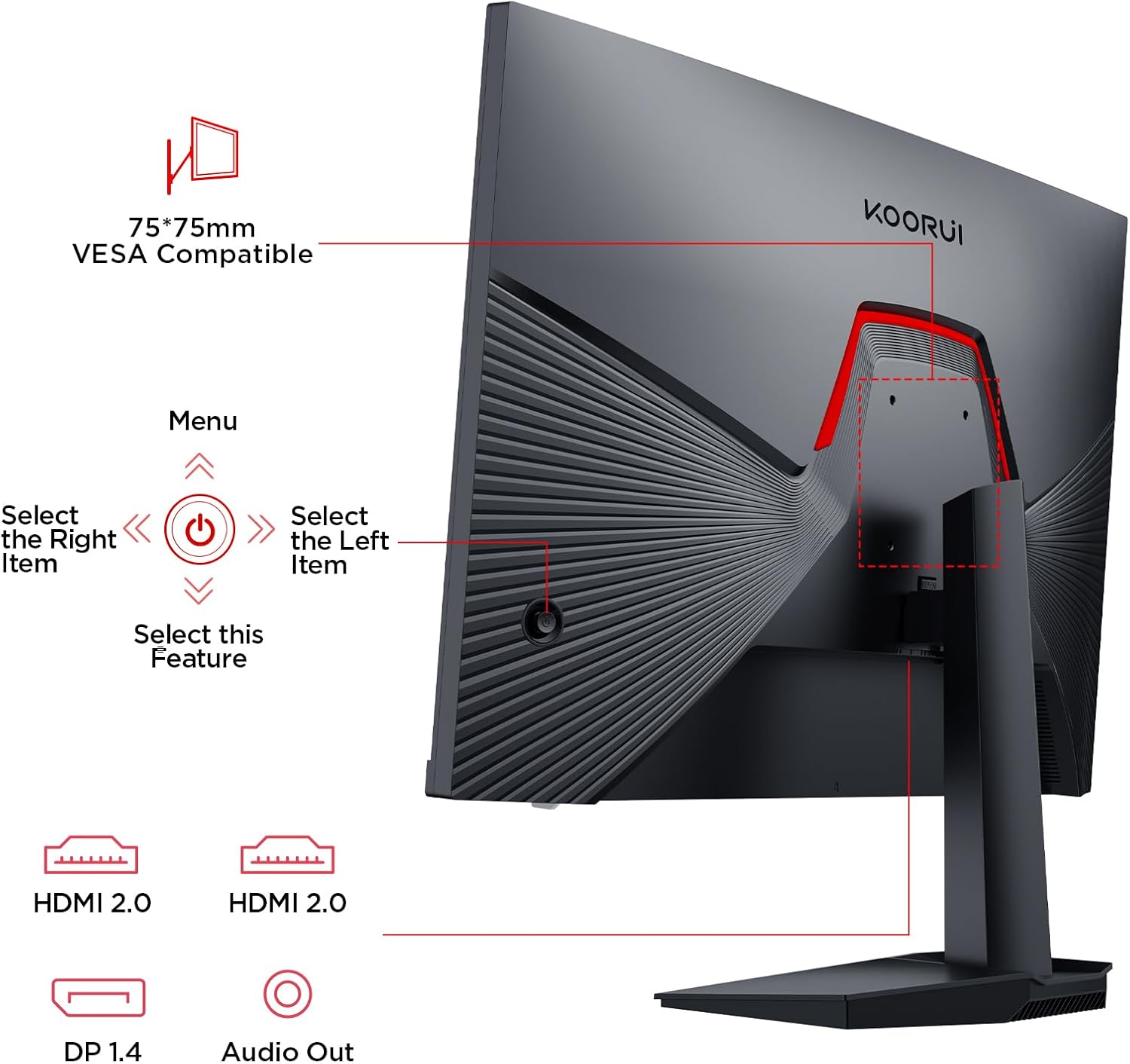 KOORUI 24.5 INCH FHD 1920X1080 200HZ 1MS IPS PANEL GAMING MONITOR G2511P thumbnail 9
