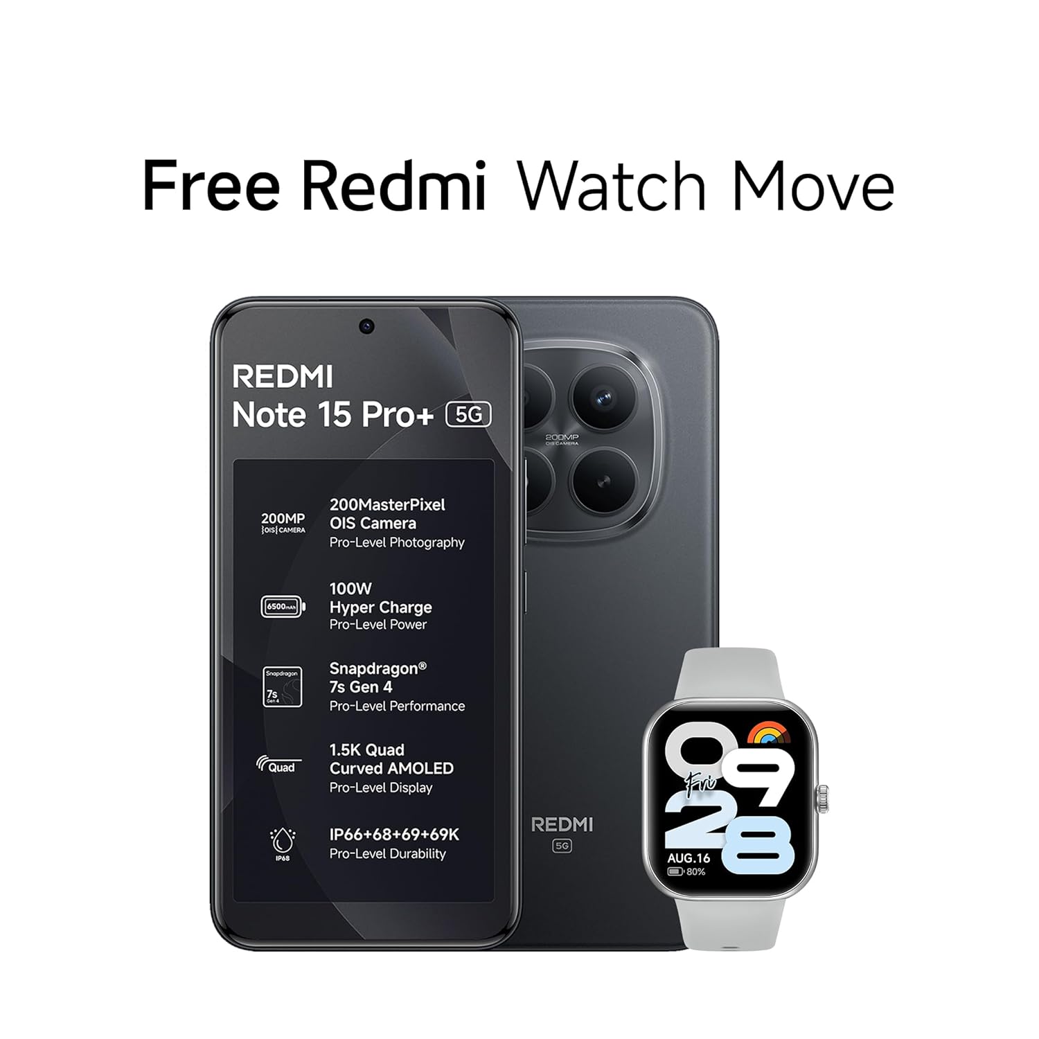 MI REDMI NOTE 15 PRO+ 5G 12GB RAM 512GB ROM BLACK thumbnail 4