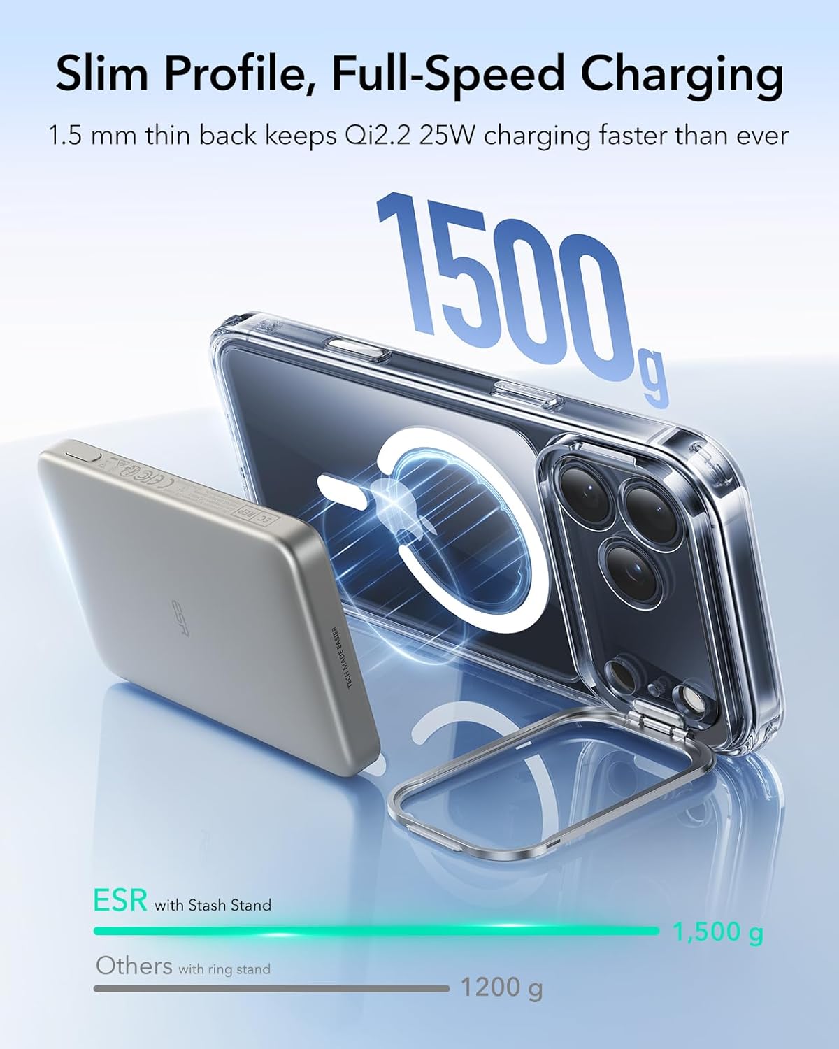 ESR CLASSIC HYBRID MAGNETIC CASE CAM CONTROL STASH STAND COMPATIBLE WITH IPHONE 17 PRO CLEAR thumbnail 7