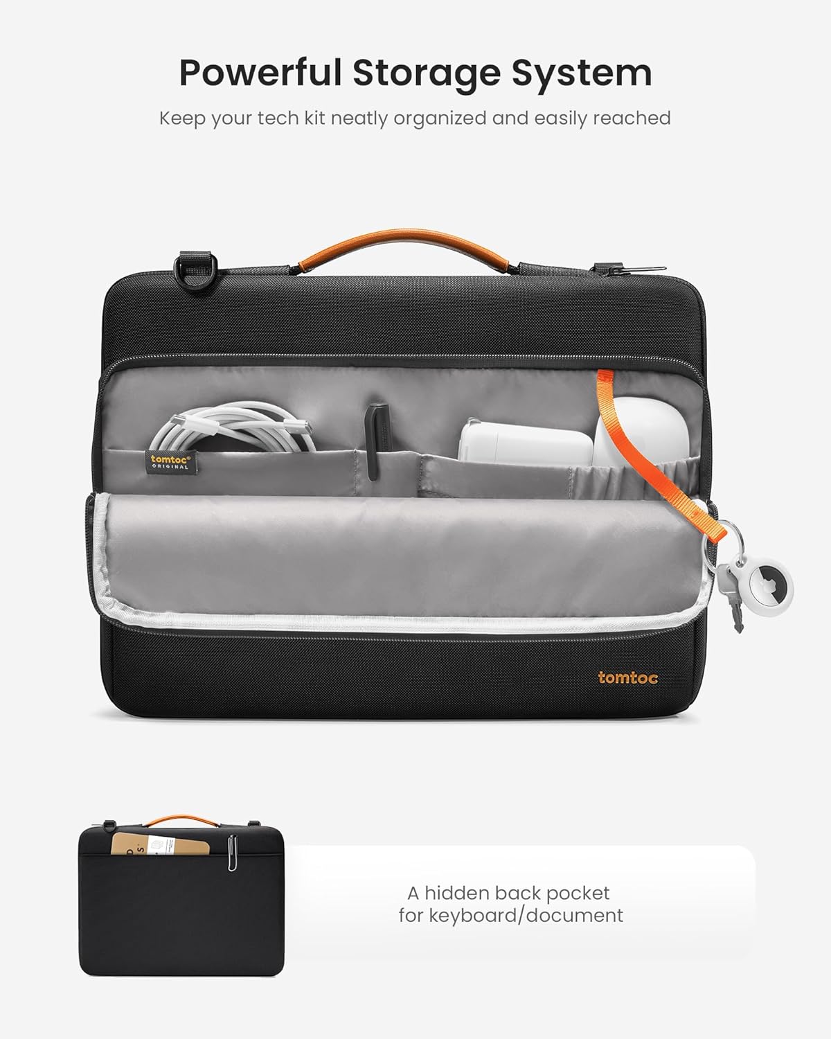 TOMTOC DEFENDER A40 13.5-14 INCH LAPTOP SHOULDER BAG BLACK A40D3D1 thumbnail 2