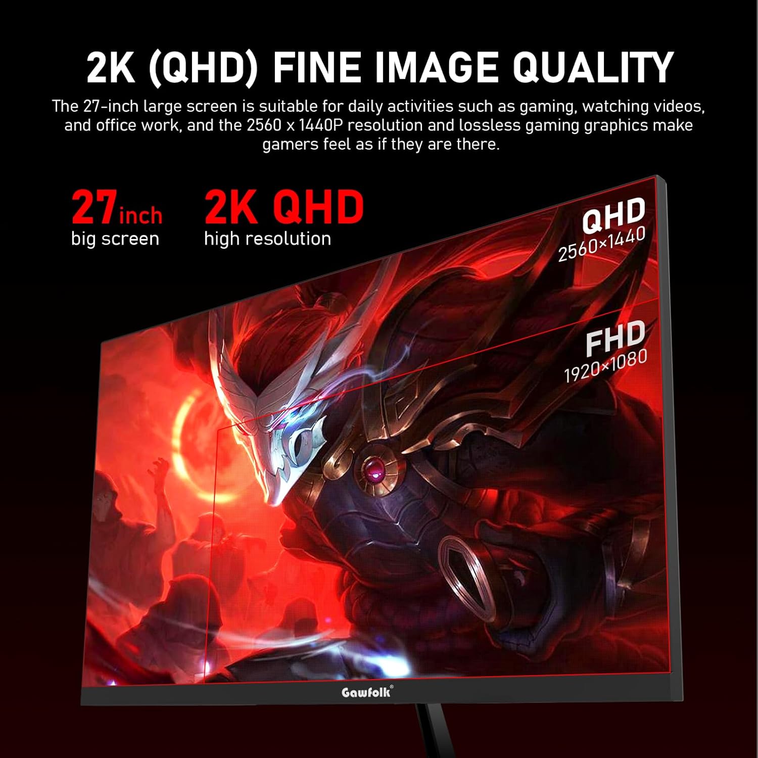 GAWFOLK 49 INCH 5K 165HZ 5120*1440 CURVE VA PANEL MONITOR BLACK GF490C thumbnail 3