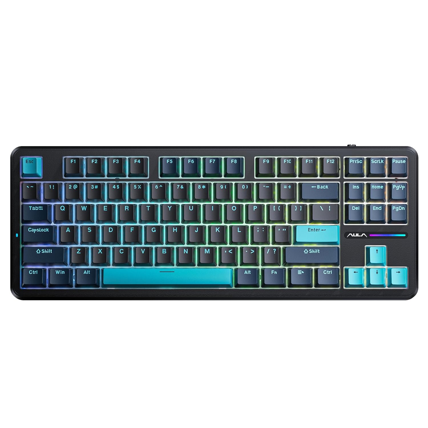 AULA 87 KEYS RGB 80% MECHANICAL GAMING KEYBOARD TRI-MODE GRAYWOOD V4 SWITCH DBL-BK-CY F87 PRO