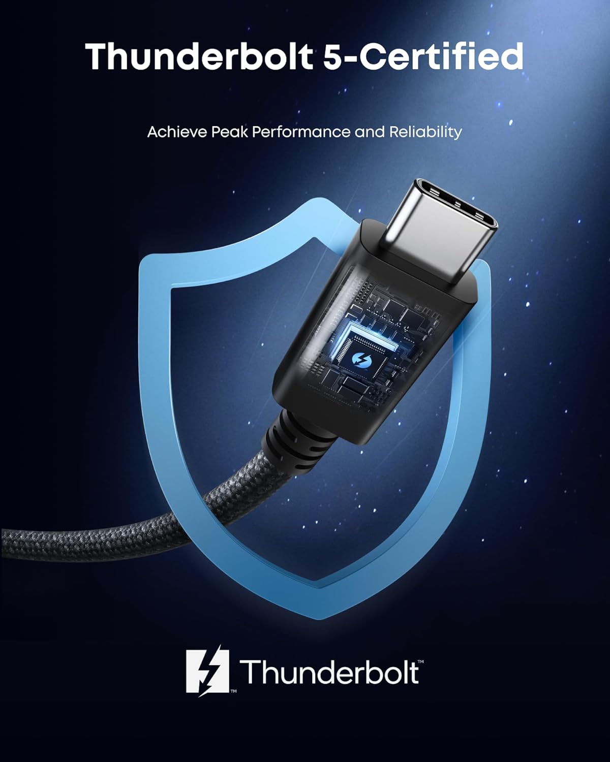 ANKER PRIME THUNDERBOLT 5 CABLE 3.3FT 80GBPS 240W BLACK A84N1012 thumbnail 6