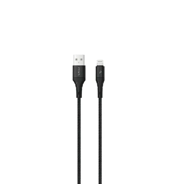 PAWA NYLON BRAIDED 2.4A QUICK CHARGING 1.2M BRAIDED DATA CABLE LIGHTNING BLACK PW-12BDATOL-BK