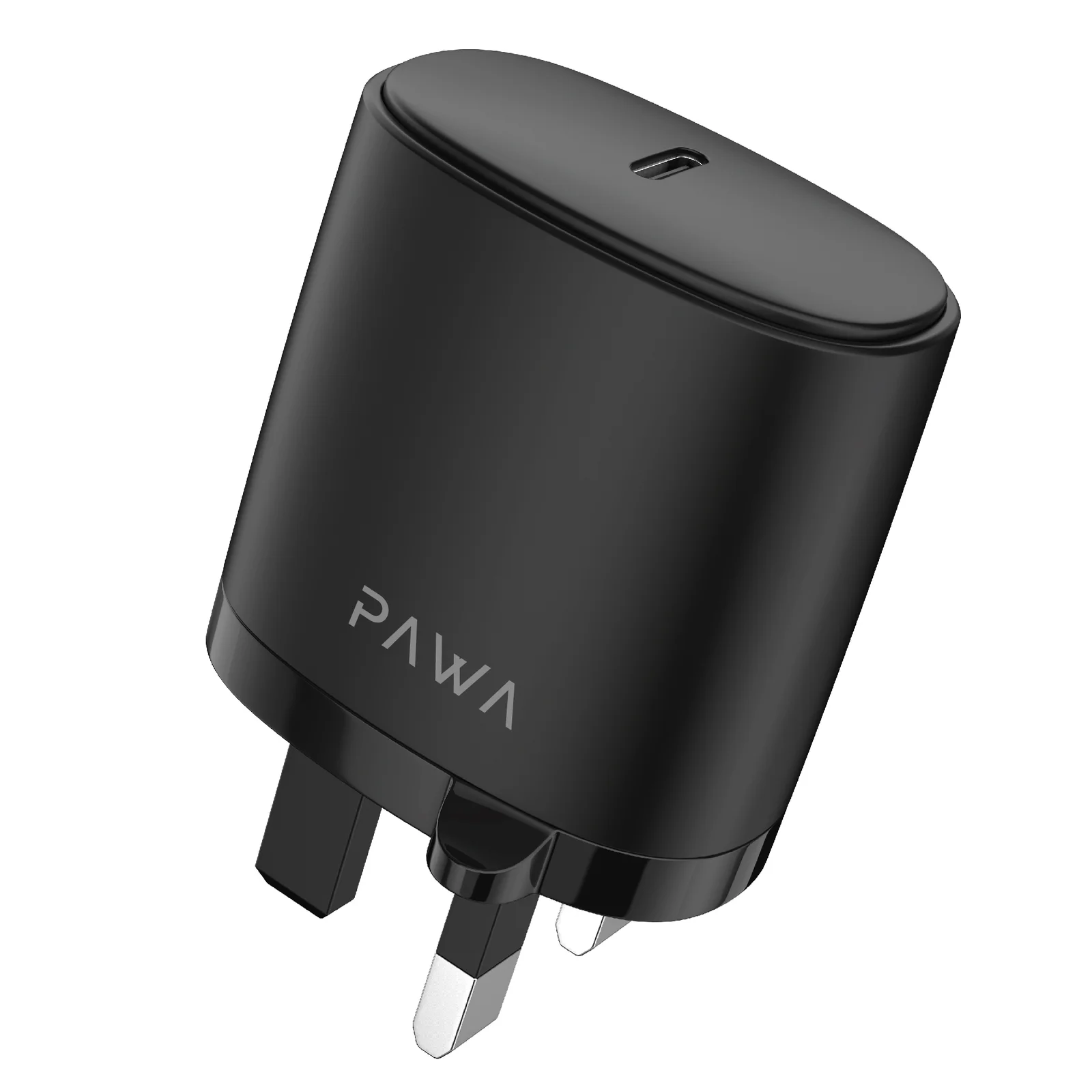PAWA SOLID TRAVEL CHARGER TYPE C PORT PD20W UK STANDARD TYPE C TO LIGHTNING CABLE WHITE PW-PDUKCL-WH