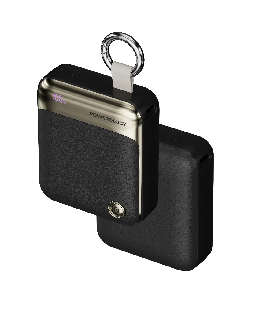 POWEROLOGY LEGACY X1 10000MAH POWER BANK USB C TO USB C LANYARD CABLE 30CM BLACK PPBCHA101BK