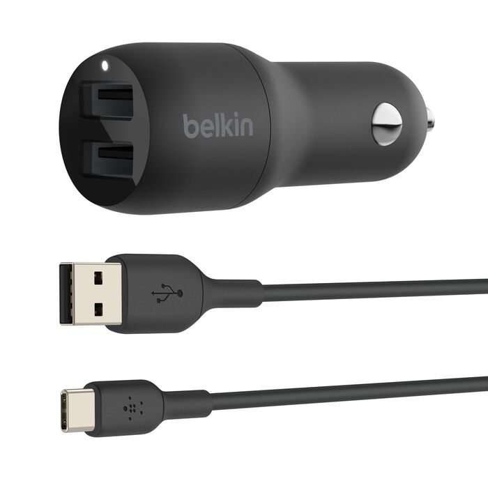BELKIN BOOST CHARGE 24W USB A CHARGER WITH USB C CABLE BLACK CCE001BT1MBK