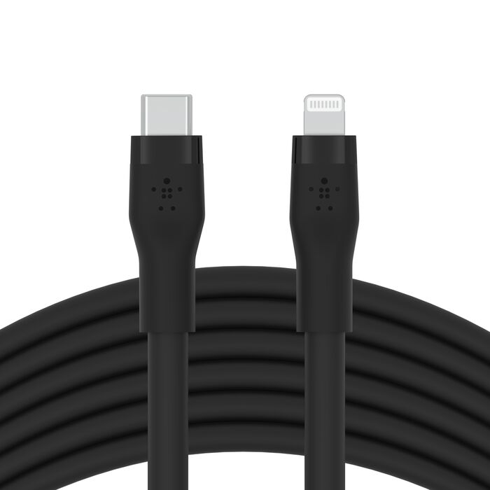 BELKIN BOOST CHARGE FLEX USB C CABLE WITH LIGHTNING CONNECTOR 3M BLACK CAA009BT3MBK