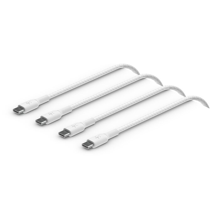 BELKIN BOOST CHARGE BREADED USB-C TO USB-C CABLE 2M 2PACK CAB004BT2MWH2PK
