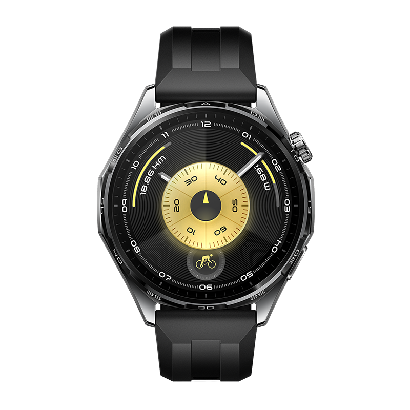 HUAWEI WATCH GT 6 46MM BLACK STAINLESS STEEL CASE WITH BLACK FLUOROELASTOMER STRAP ATM-B19 55020FUF