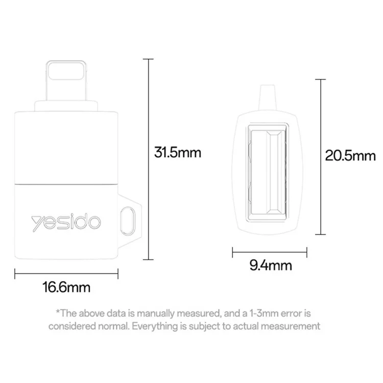 YESIDO OTG ADAPTER BLACK GS32 thumbnail 2