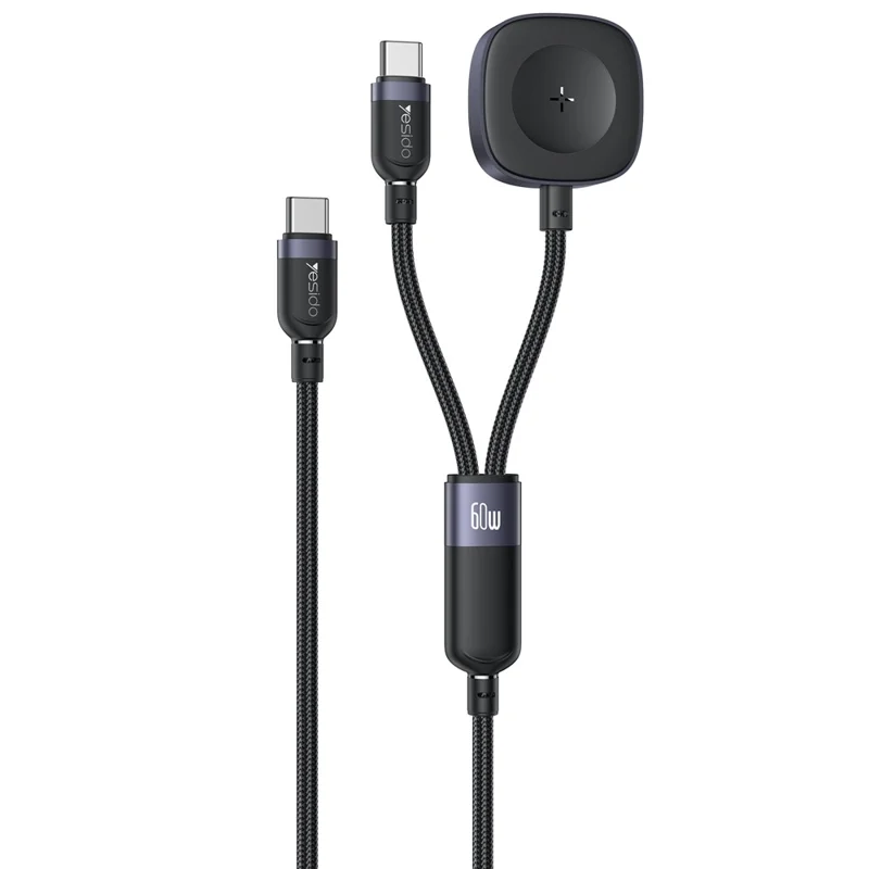 YESIDO 2 IN 1 WATCH CABLE COMPATIBLE USB-C DEVICES AND APPLE WATCH BLACK CA136C