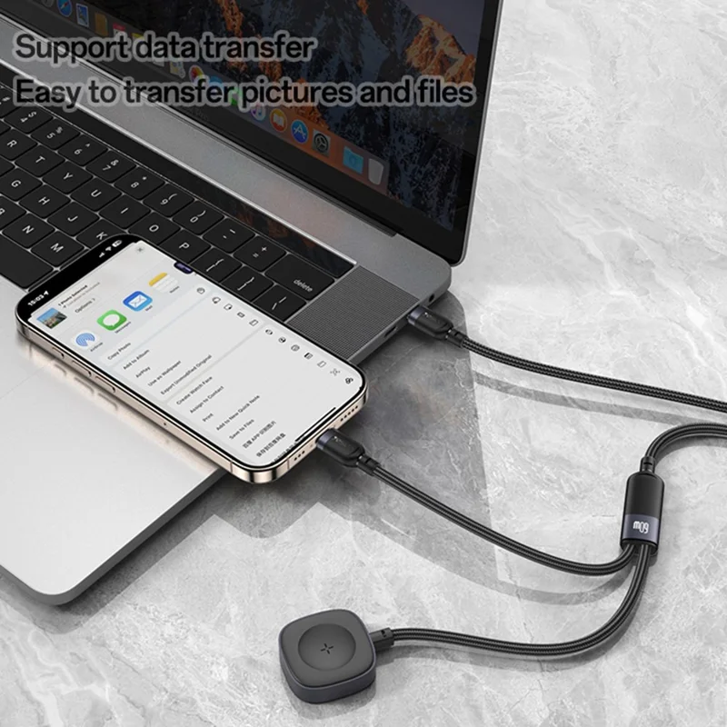 YESIDO 2 IN 1 WATCH CABLE COMPATIBLE USB-C DEVICES AND APPLE WATCH BLACK CA136C thumbnail 4