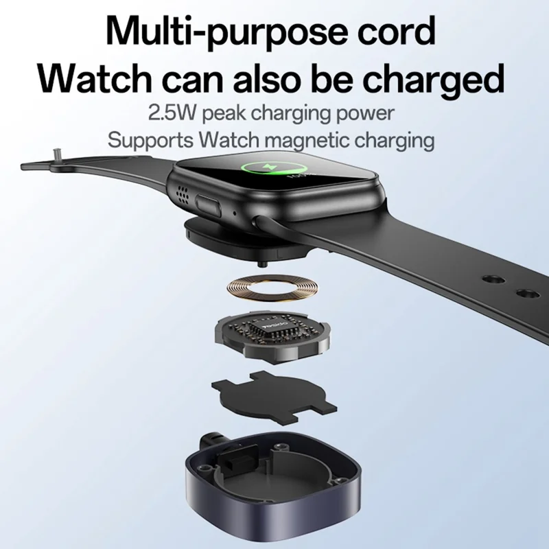 YESIDO 2 IN 1 WATCH CABLE COMPATIBLE USB-L DEVICES AND APPLE WATCH BLACK CA136L thumbnail 7