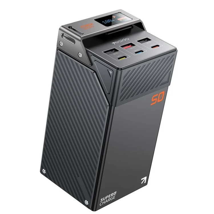 YESIDO 50000MAH POWER BANK 3 TYPE-C 3 USB-A OUTPUT PORTS DIGITAL DISPLAY PHONE CHARGER YP63