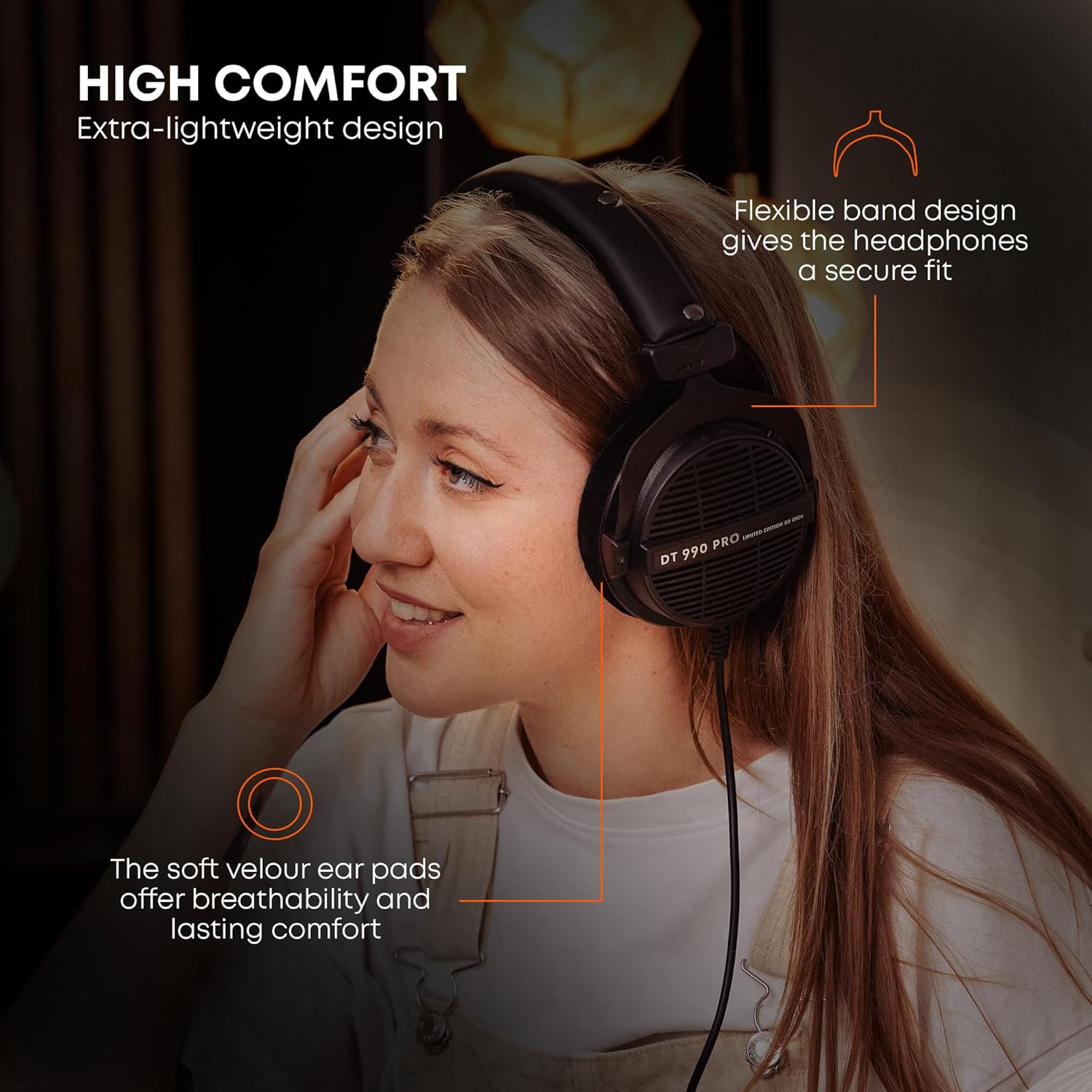 BEYERDYNAMIC DT 990 PRO 80 OHM STUDIO HEADPHONES GREY 718175 thumbnail 6