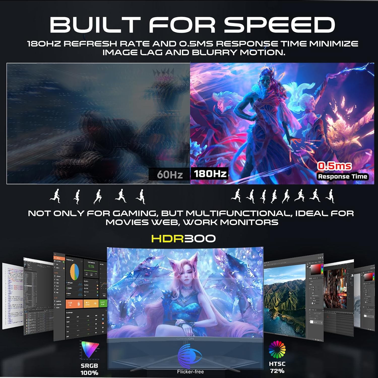 GAMEON 27 INCH FHD 180HZ 0.5MS VA PANEL CURVED GAMING MONITOR GOC27F180VA thumbnail 5