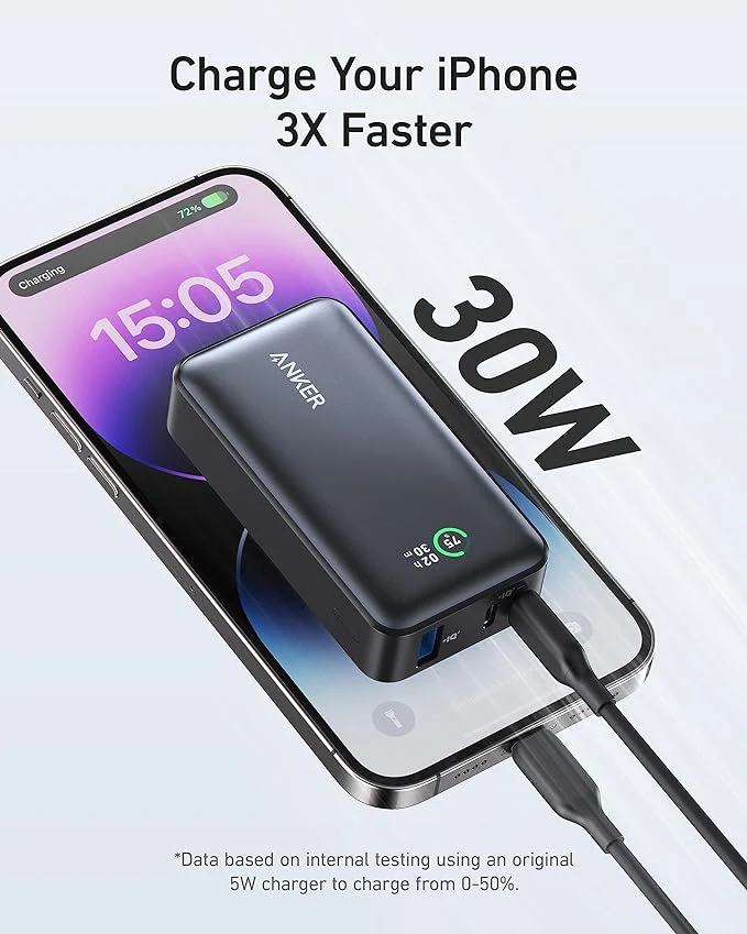ANKER 533 POWERCORE 30W 10000MAH POWER BANK BLACK A1256H11 thumbnail 2