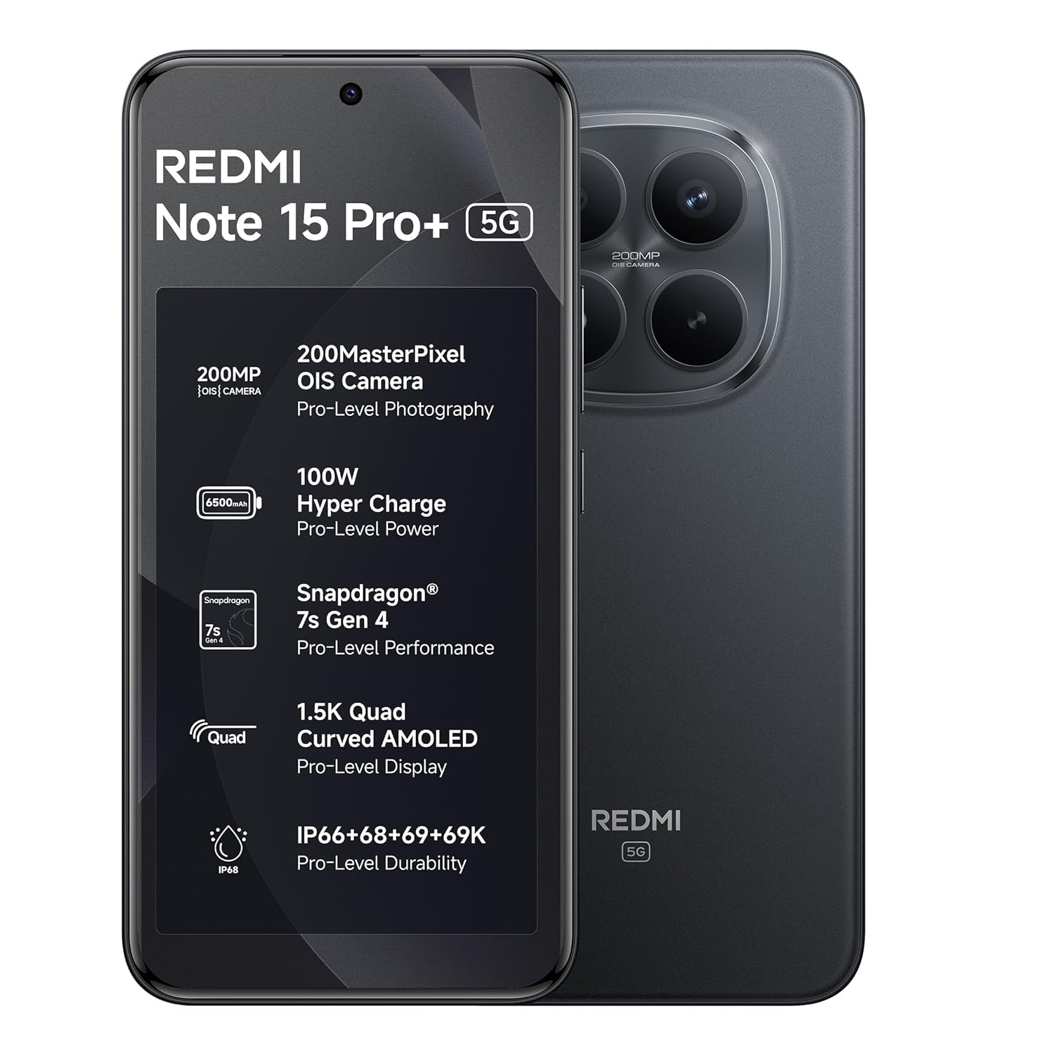 MI REDMI NOTE 15 PRO+ 5G 12GB RAM 512GB ROM BLACK thumbnail 2