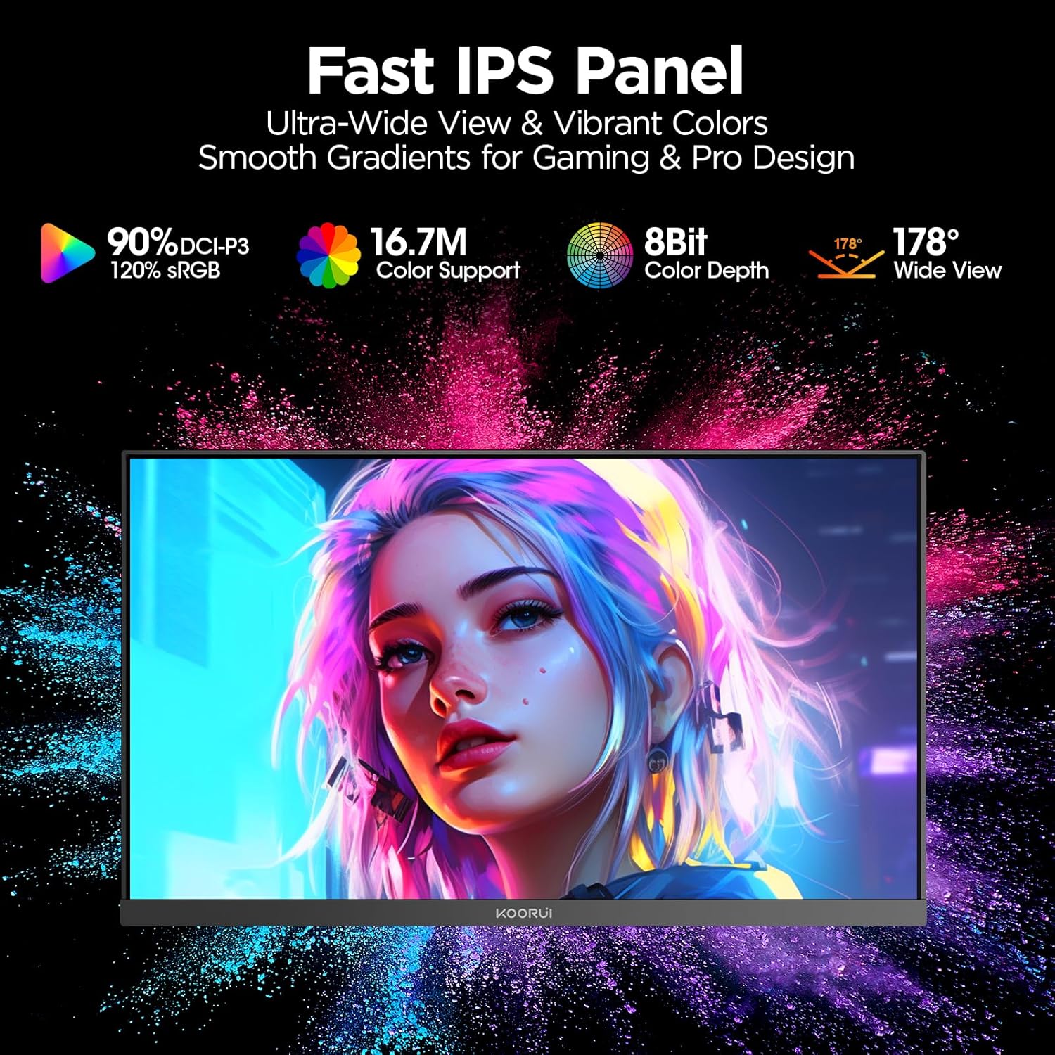 KOORUI 27 INCH FHD 1920X080 200HZ 1MS IPS PANEL GAMING MONITOR G2711P thumbnail 5