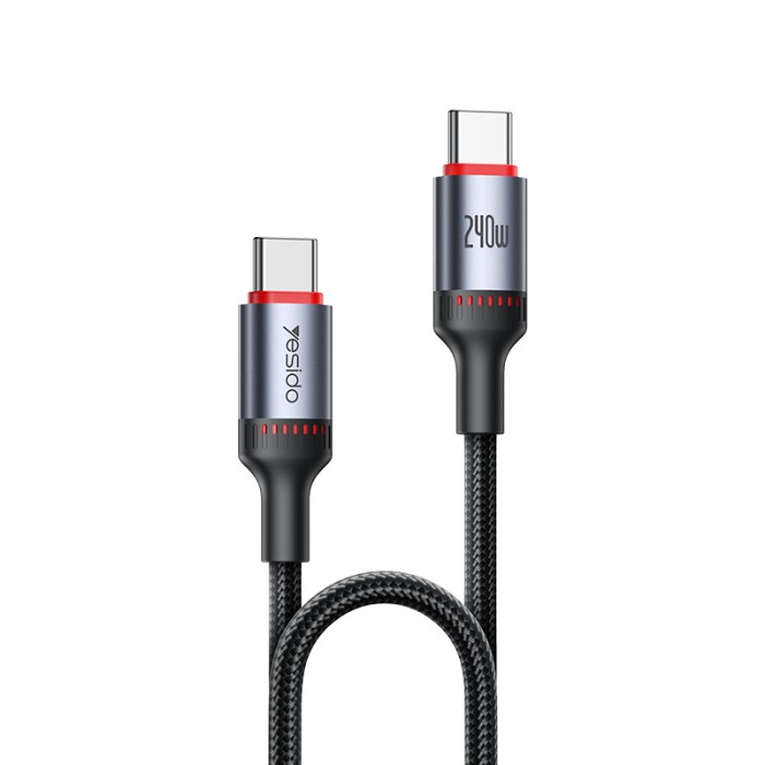 YESIDO 240W USB-C TO USB-C CABLE 2M BLACK CA186