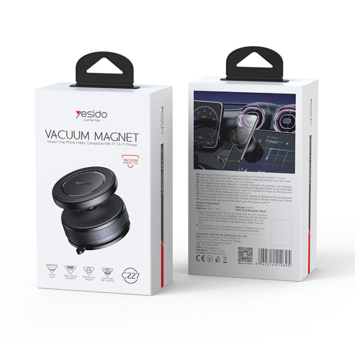 YESIDO MECHANICAL VACUUM MAGSAFE HOLDER BLACK C227 thumbnail 5