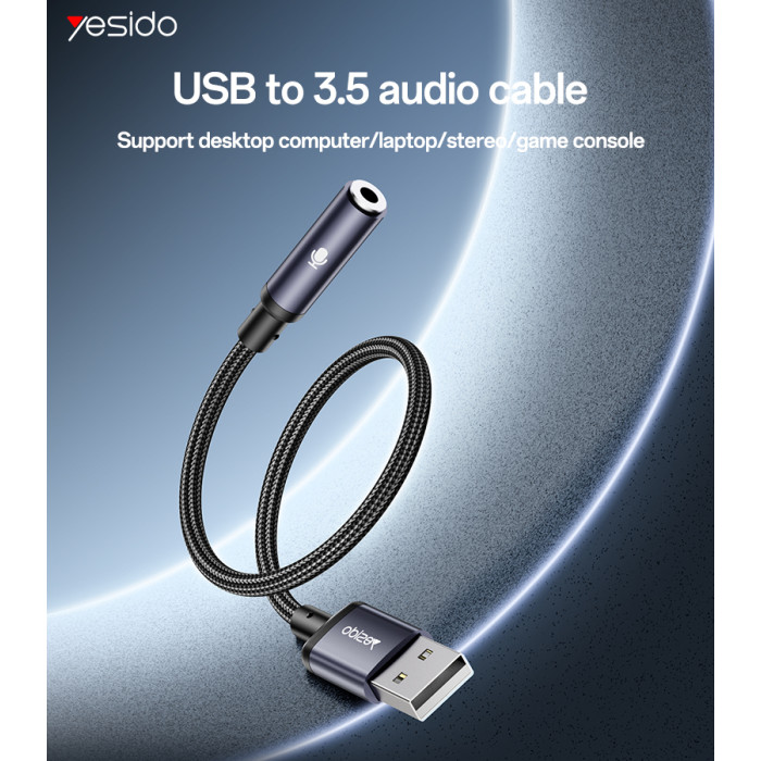 YESIDO AUDIO ADAPTER BLACK YAU46 thumbnail 4