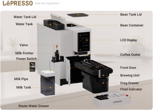 LEPRESSO BREVISSIMO AUTOMATIC COFFEE MACHINE WHITE LPCFFBAC0046WH thumbnail 4
