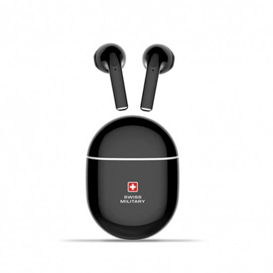 SWISS MILITARY DELTA 2 ENC ENVIROMENT NOISE CANCELLING TRUE WIRELESS EARBUDS BLACK