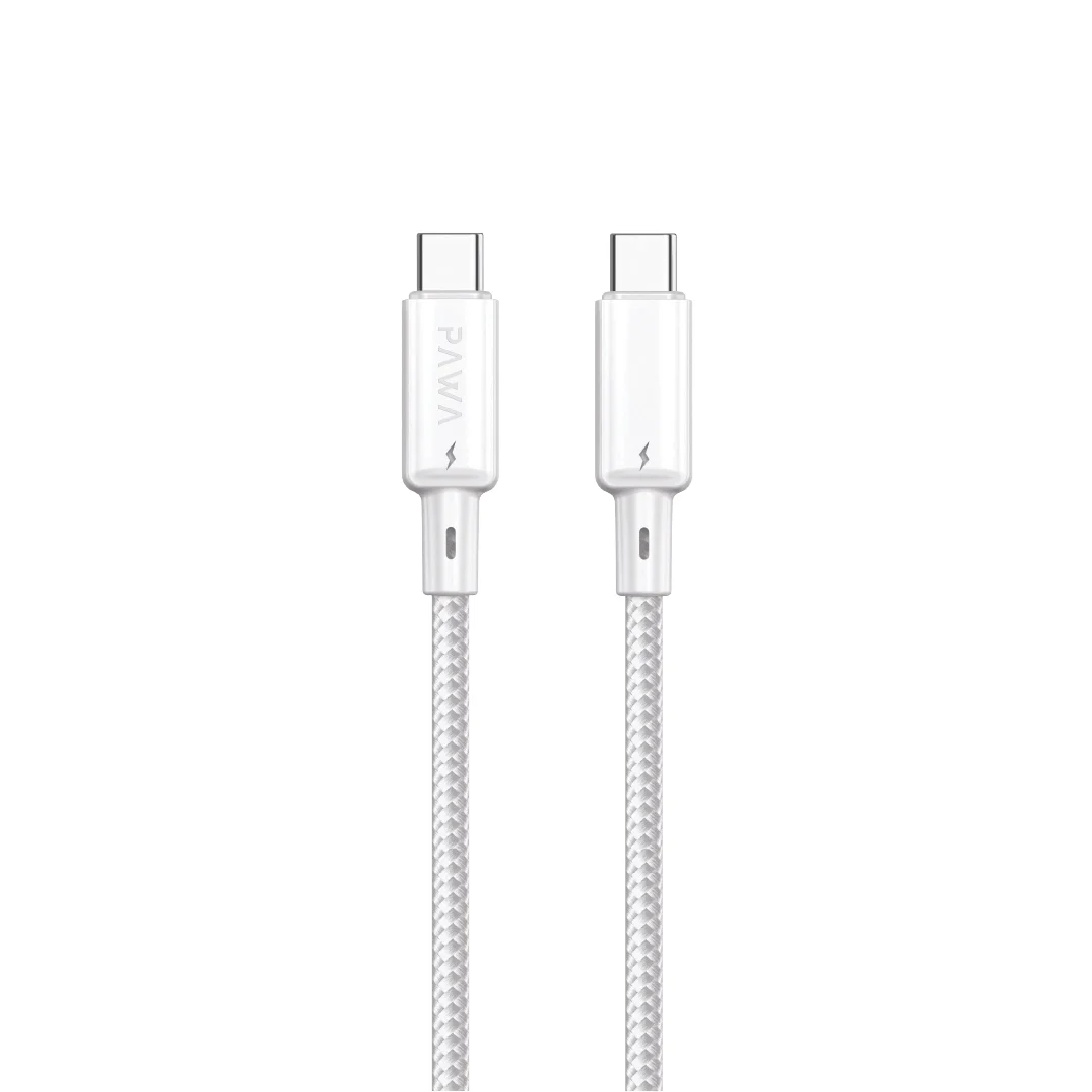PAWA 60W USB C TO USB C QUICK CHARGING BRAIDED CABLE 1.2M PW122 WHITE PW-BTLT12CC-WH