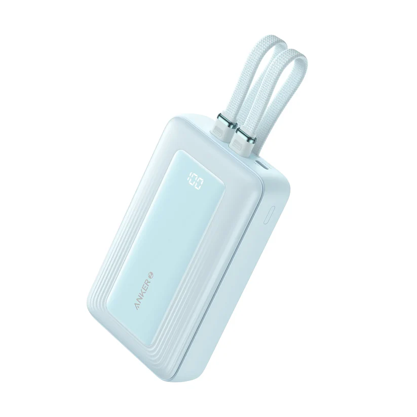 ANKER ZOLO POWER BANK 20K 30W BUILT IN USB C AND LIGHTNING CABLE BLUE A1681H31