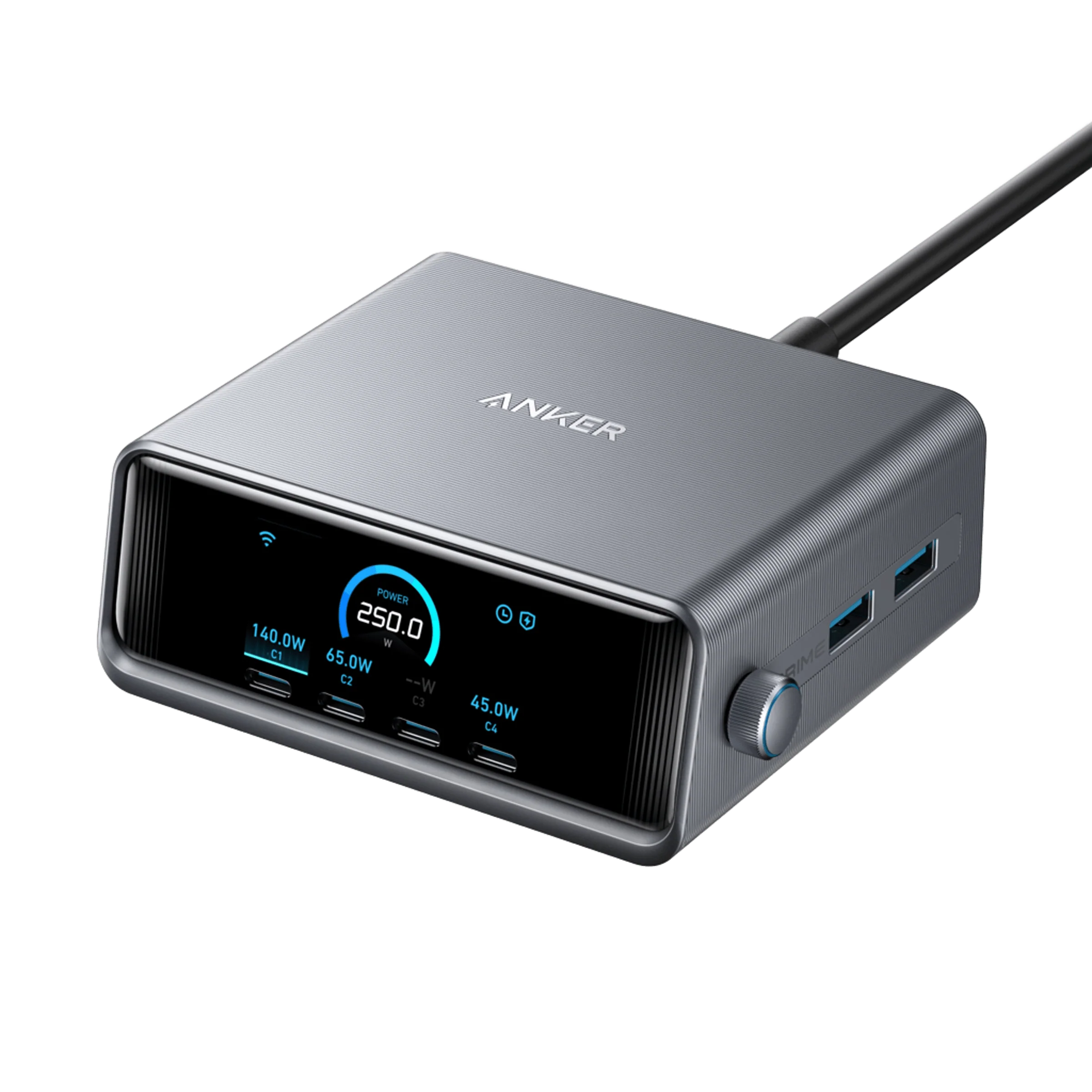 ANKER PRIME 250W SMART ULTRA POWERFUL DESKTOP CHARGER 6 PORTS SILVER A2345241