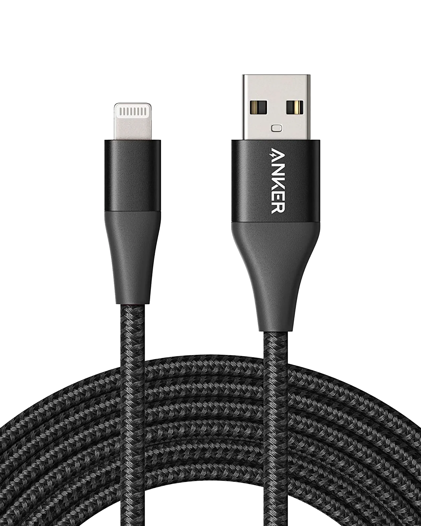 ANKER USB-A TO LIGHTNING CONNECTOR 10FT NYLON BRAIDED CABLE BLACK A8454H12