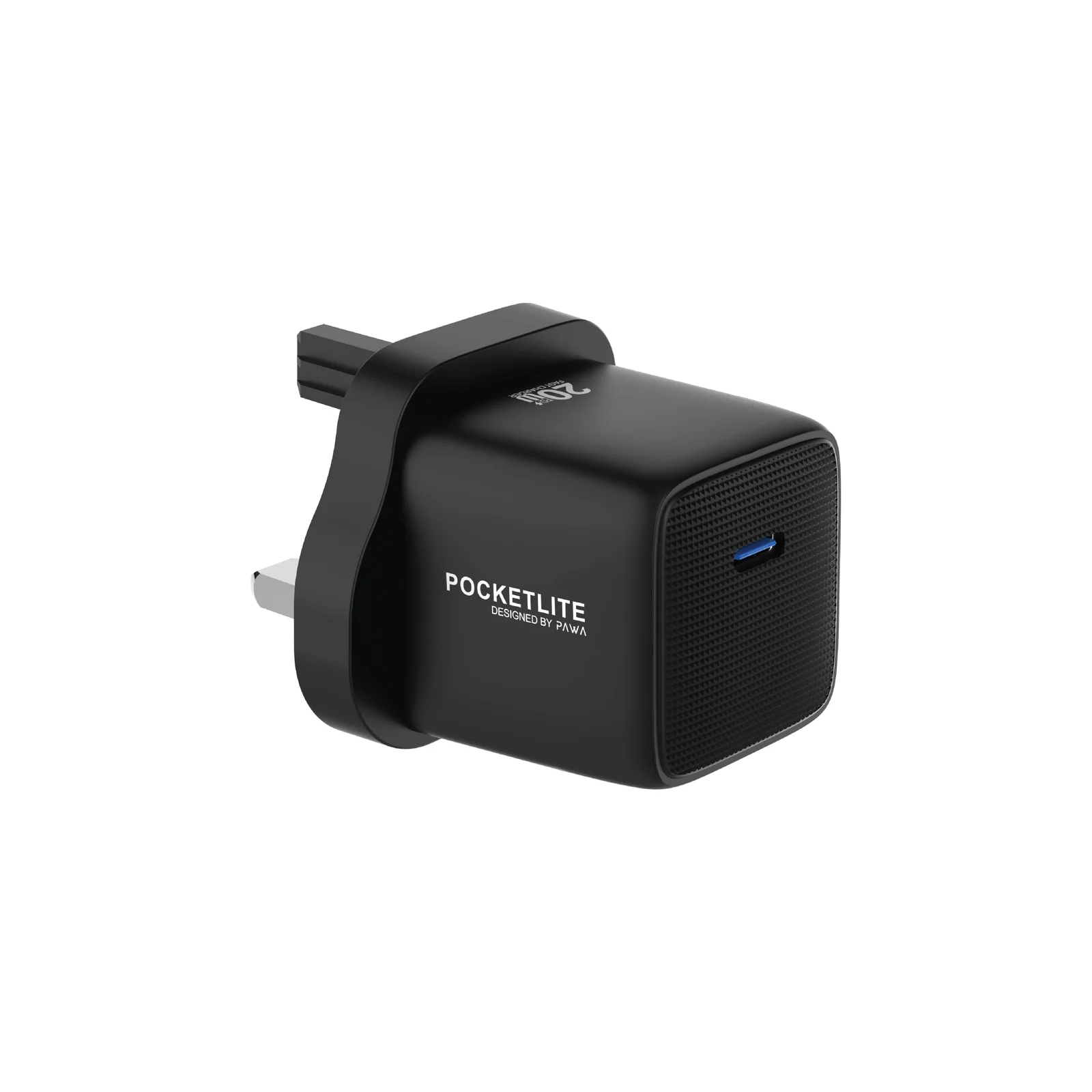 PAWA POCKETLITE TRAVEL CHARGER TYPE C PORT GAN UK STANDARD PD20W BLACK PW-PL20WUK-BK